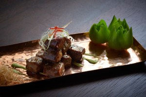 Duddell's fried beef cube, wasabi soy sauce was sensationally tender